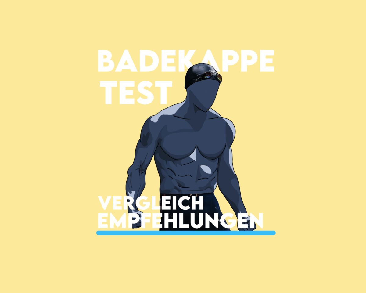 Darstellung eines Menschen der eine Badekappe testet