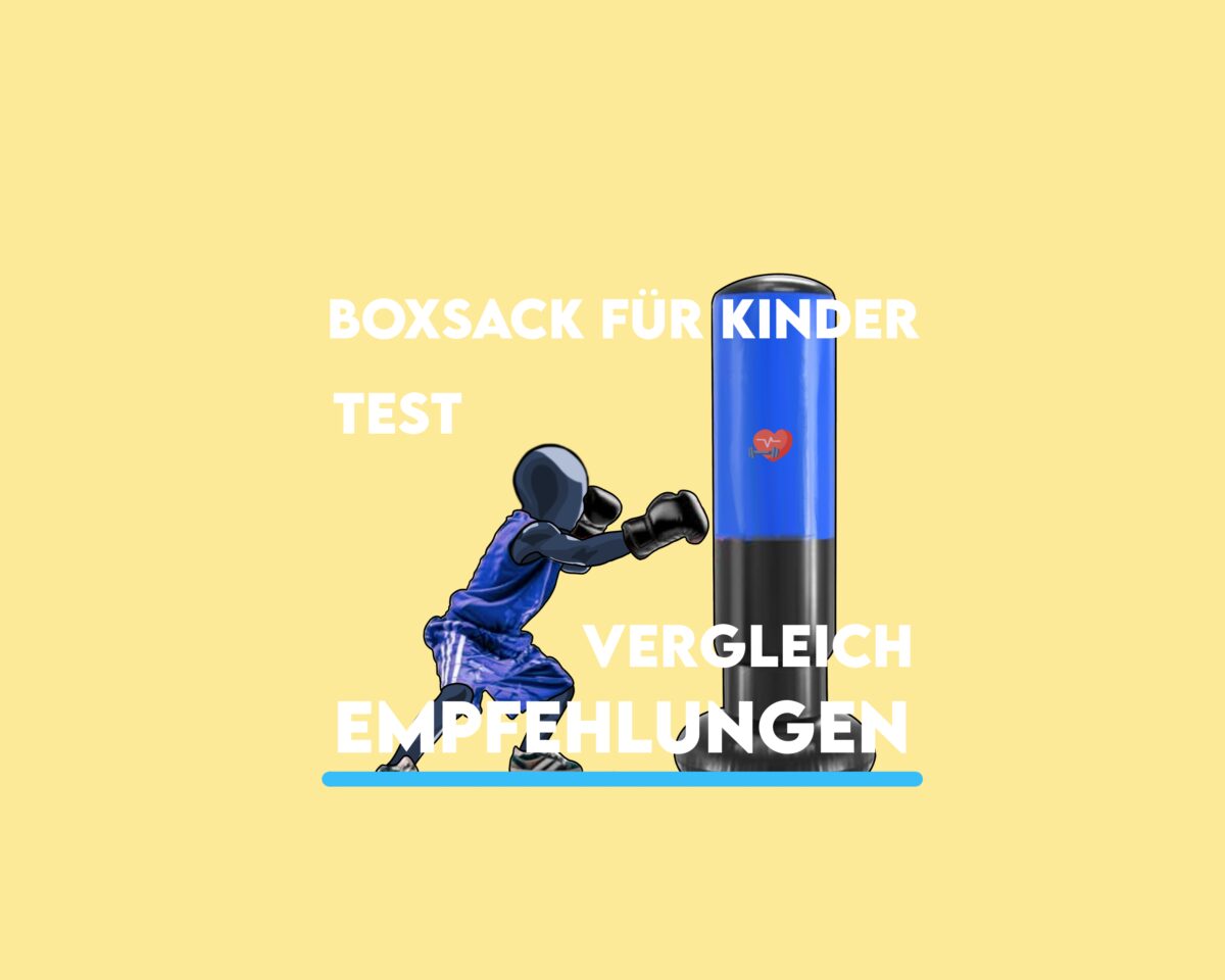 Darstellung eines Kindes dass mit einem Boxsack für Kinder trainiert